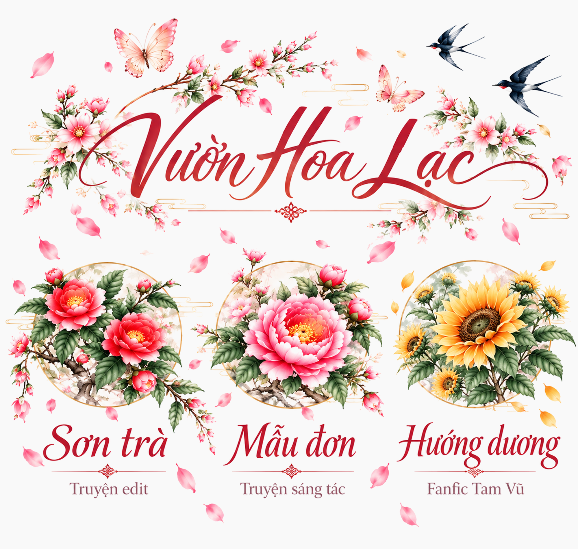 Vườn Hoa Lạc - Sơn trà, Mẫu đơn, Hướng dương